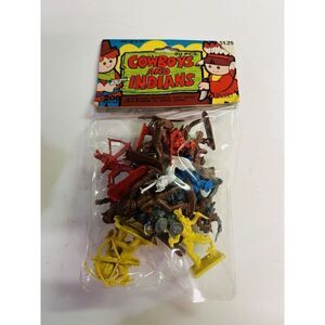 VINTAGE 1975 ARCO COWBOYS & INDIANS HAND PAINTED PLASTIC FIGURES 20 PCS NEW